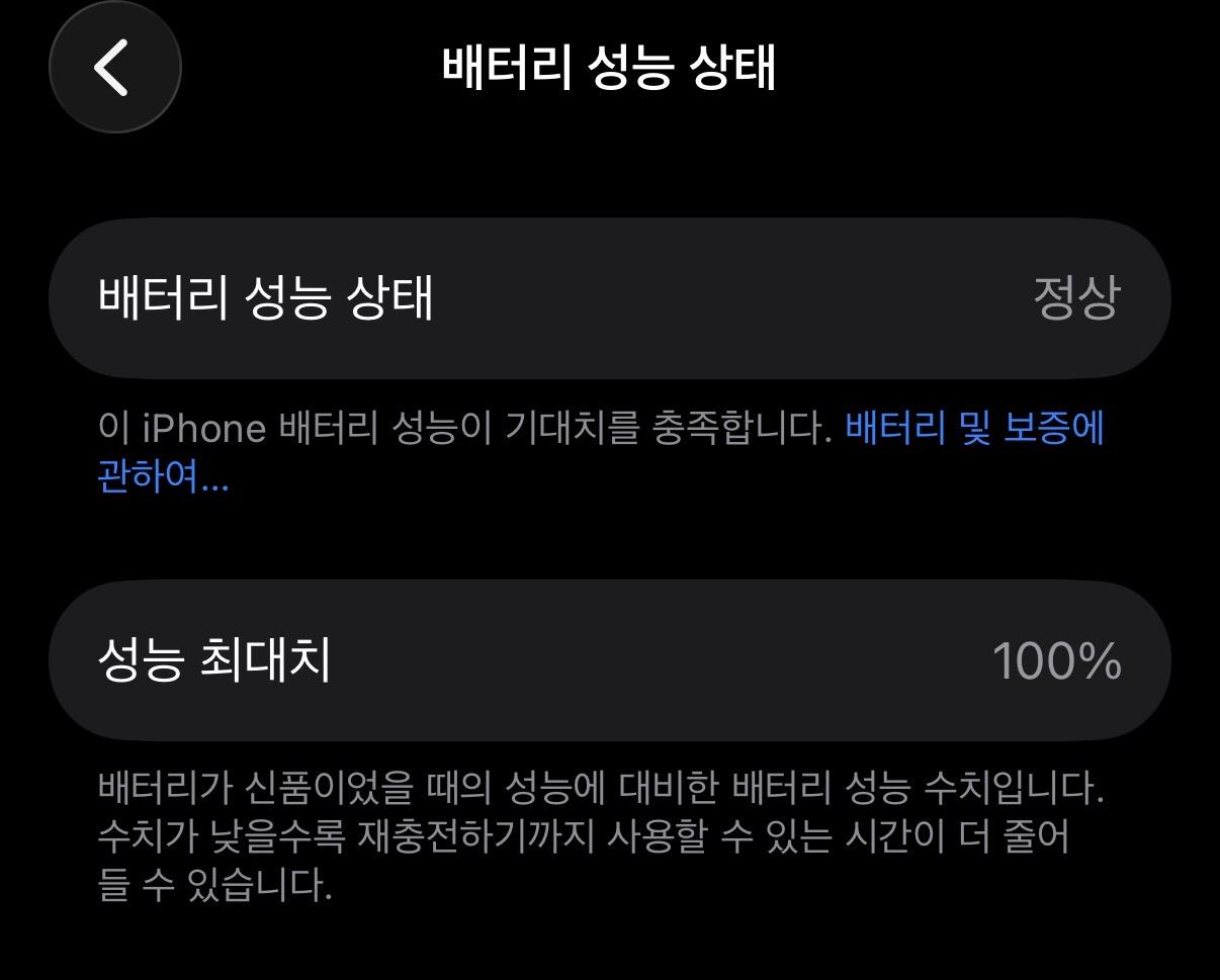 아이폰 12 미니 (iPhone 12 mini) 배터리 노화, 가산점 정품 인증으로 사용시간 완전히 회복