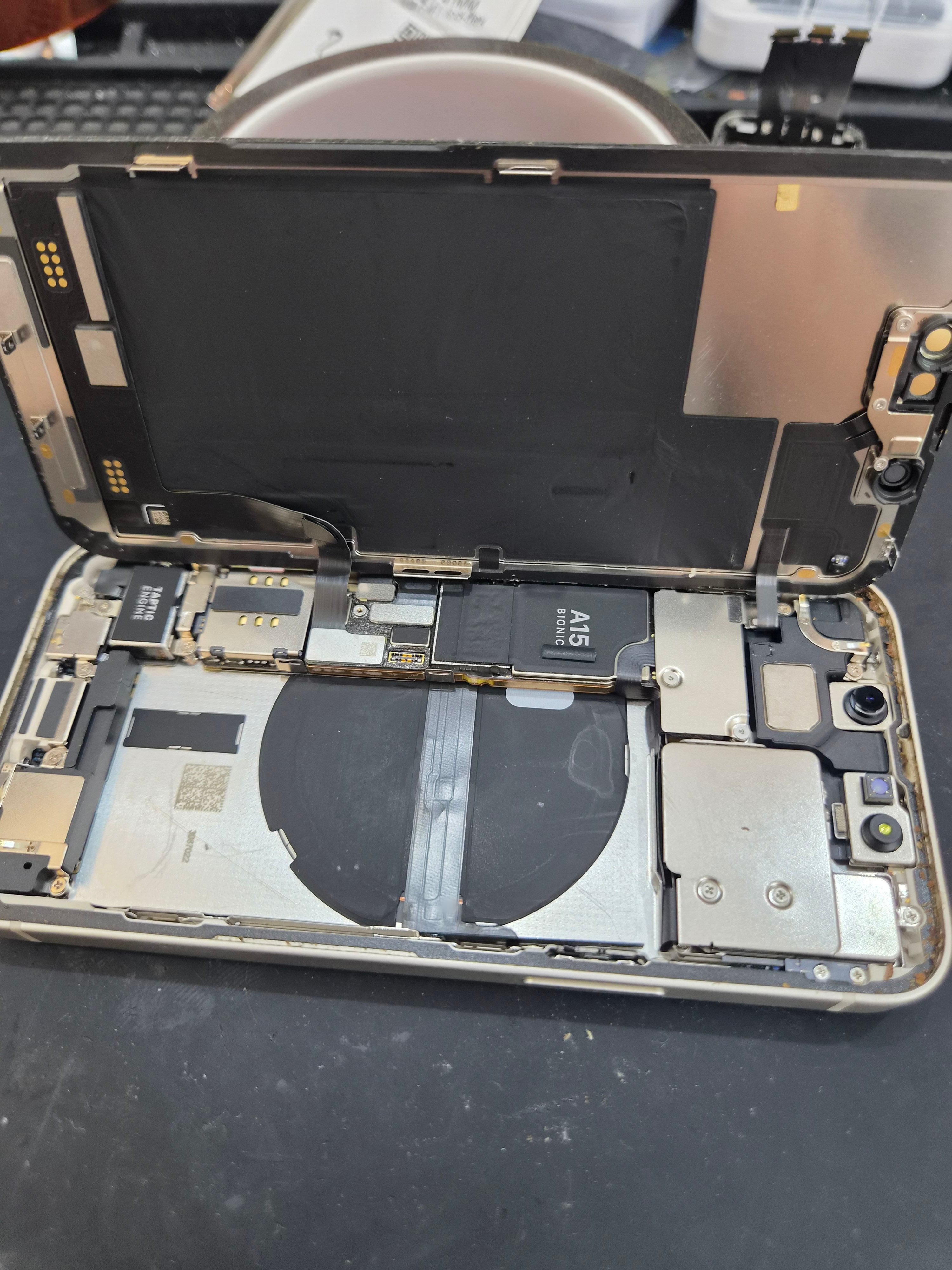 아이폰 iPhone 13 mini 수리 작업 중 — 다올리페어 직영점 진행