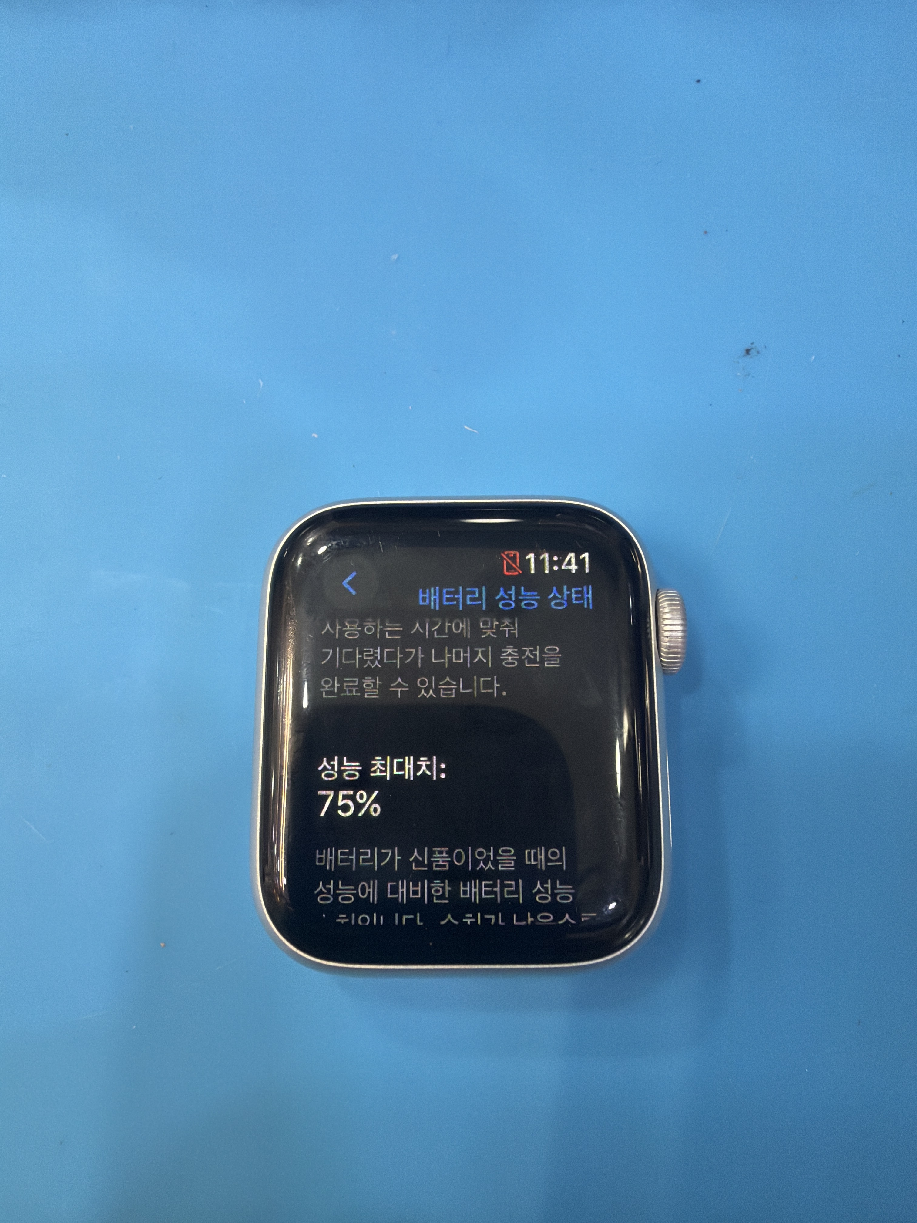 애플워치 SE (1세대) 기존 배터리 성능치 진단 화면