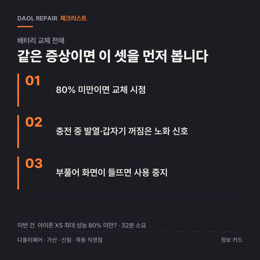 배터리 교체 전 확인할 3가지 — 정보 카드