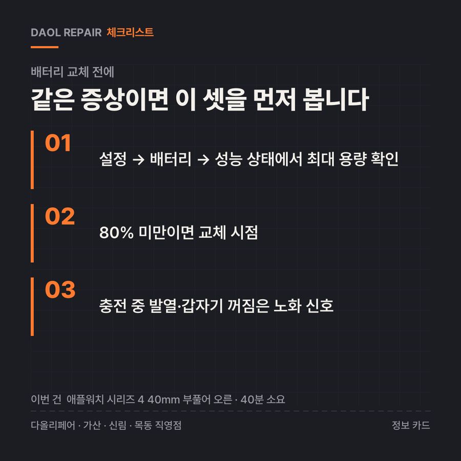 배터리 교체 전 확인할 3가지 — 정보 카드