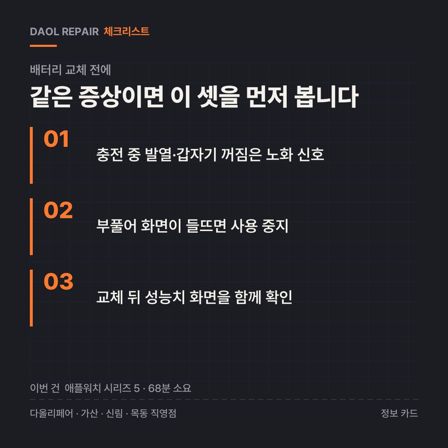 배터리 교체 전 확인할 3가지 — 정보 카드