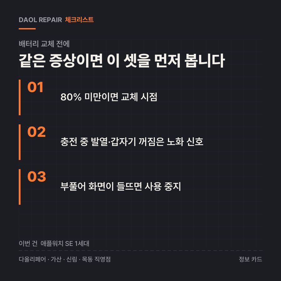 배터리 교체 전 확인할 3가지 — 정보 카드