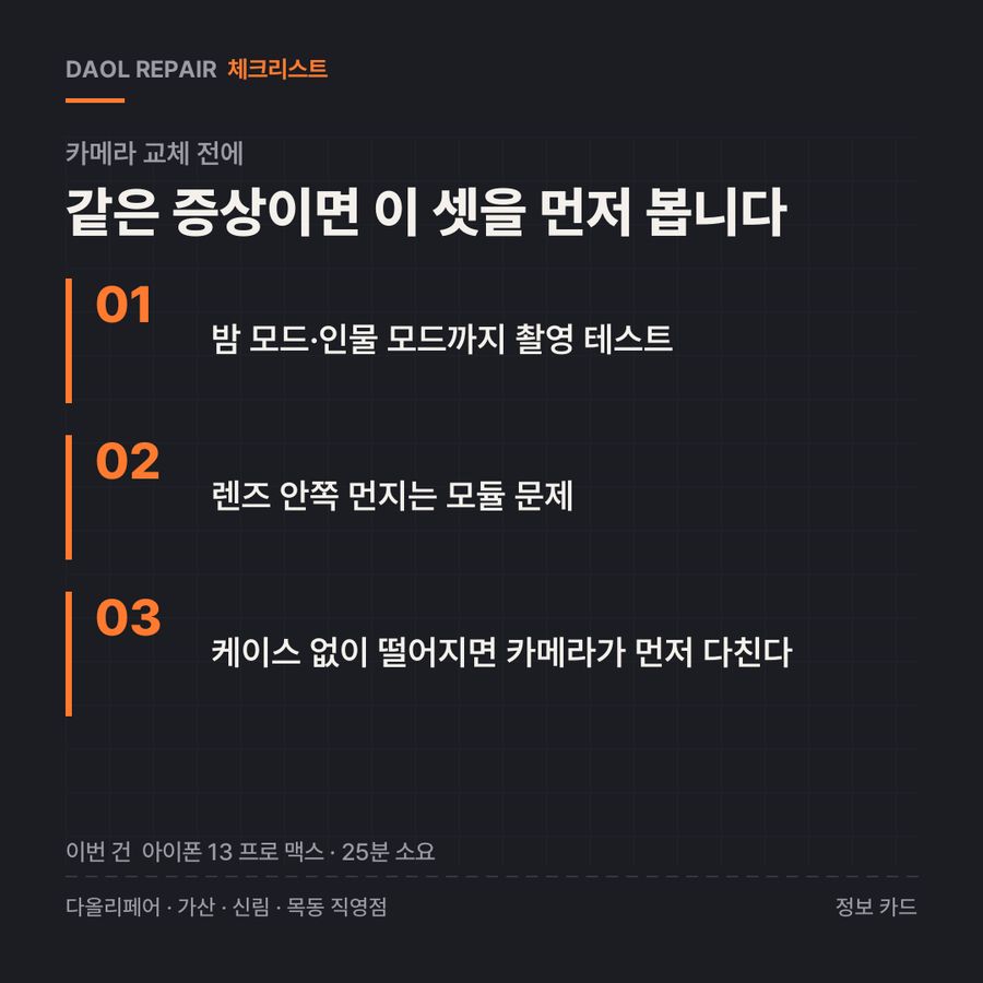 카메라 교체 전 확인할 3가지 — 정보 카드
